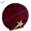 Blank Red Round Wood Plaque With Metal Star