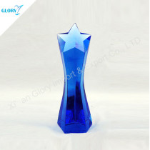 High Quality Crystal Blue Star Trophy