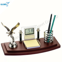 Metal Eagle Wood Desktop Gifts With Pen Holder