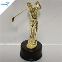 Golden Action Metal Golf Trophy For Wholesale