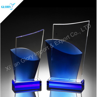 Customized Blue Crystal Award Plaque Trophies