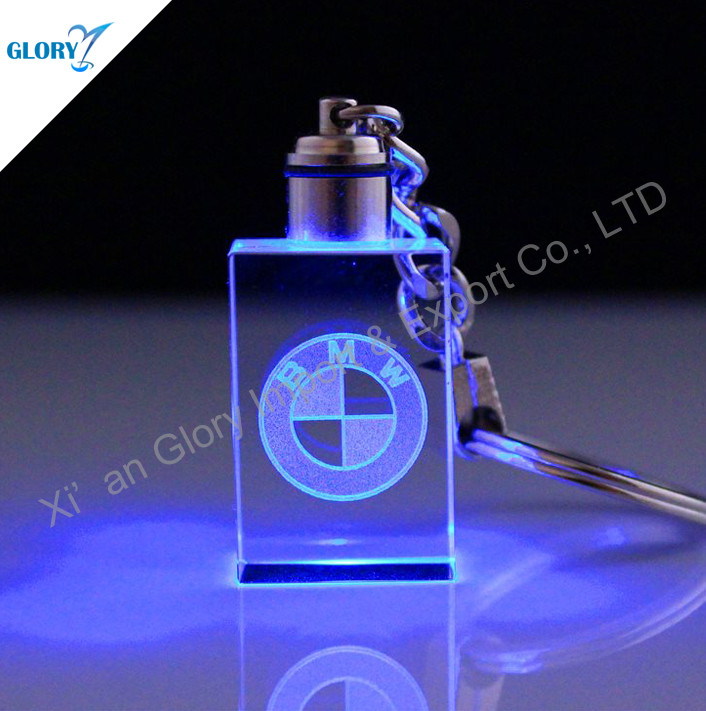 Coloful 3D Crystal Keychain with LED Light