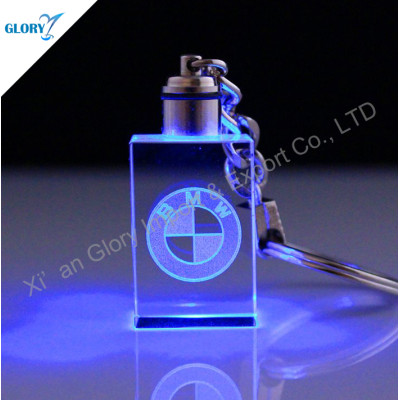 Wholesale Colorful 3D Crystal Keychain with LED Light