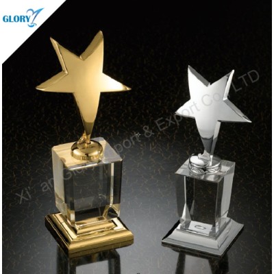 Quality Metal Star Shaped Trophies with Crystal Base