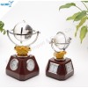 Quality Wooden Desktop Clock with Crystal Globe
