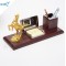 Novelty Desktop Golden Horse Figurine with Pen Holder