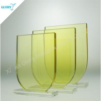 Custom Engraved Light Yellow Glass Trophies and Awards