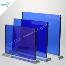 Personalized Engraved Blank Blue Glass Plaques for Award