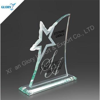 Fashionable Engraved Star Glass Trophy