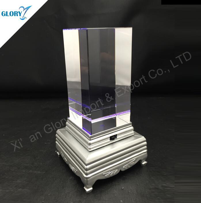 Custom Elegant Blank Crystal Cube with Base