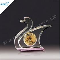 Custom Elegant Swan Crystal Clock for Gift