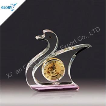 Custom Elegant Swan Crystal Clock for Gift