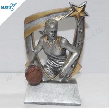 Vivid Resin Star Basketball Trophy for Souvenir