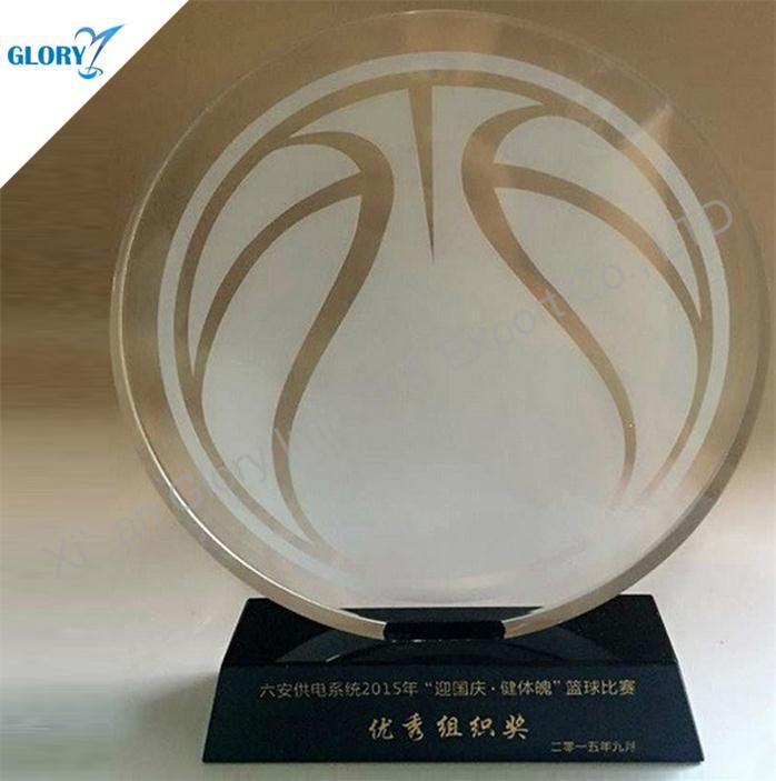 Custom Crystal Basketball Trophies with Black Base