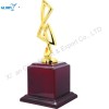 Custom Gold Metal Personalized Trophies with Wood Base