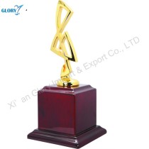 Custom Gold Metal Personalized Trophies with Wood Base