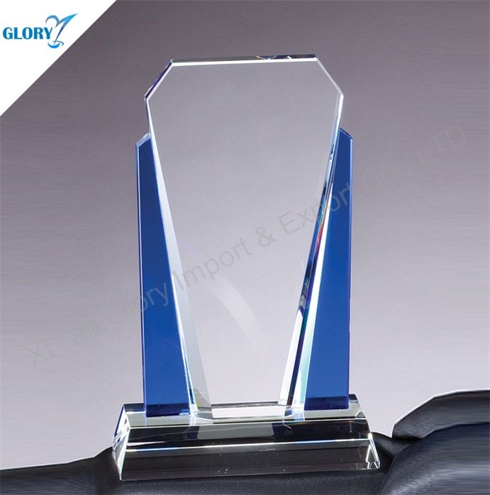 Quality Engraved Blue Crystal Awards for Trophy Plaque