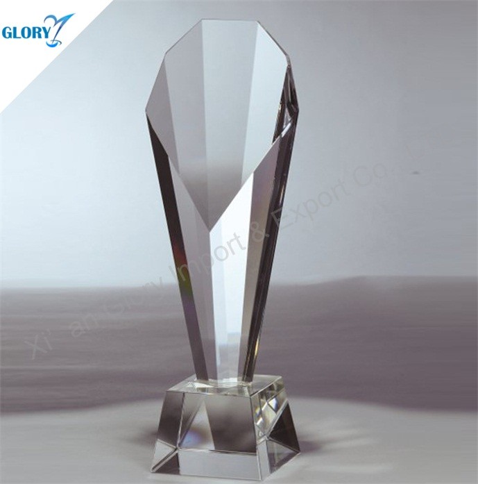 Custom Engraved Clear Crystal Pillar Trophy for Award