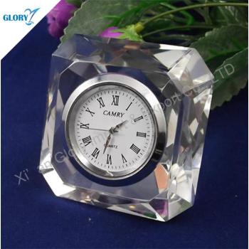 New Engraved Small Crystal Desk Clock for Souvenir