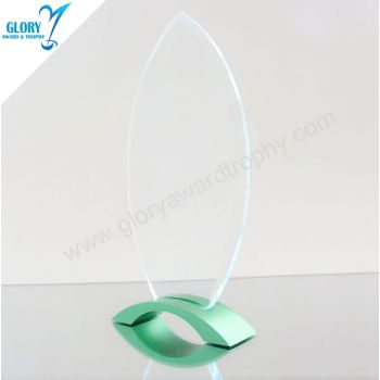 Souvenir Glass Crystal Plaque Award Trophy with Colorful Metal Base