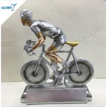 Realistic Silver Resin Racing Bike Trophy for Souvenir