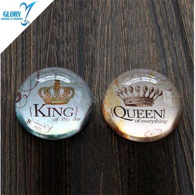 King Queen Blank Clear Dome Crystal Glass Paperweight for Birthday