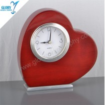 New Designs Heart Wooden Desk Clock for Souvenir