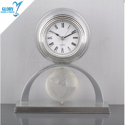 Quality Crystal Globe Metal Clock for Souvenir