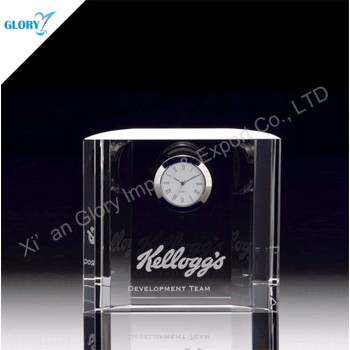 Engraved Crystal Glass Cool Desk Clocks for Gifts