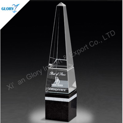 Fashionable Exquisite Freedoom Custom Logo Design Crystal Obelisk Trophy