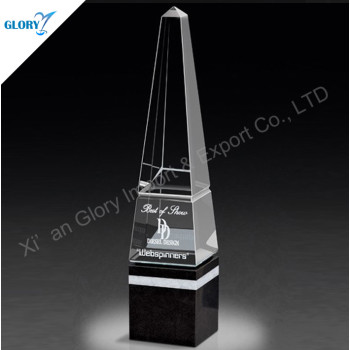 Fashionable Exquisite Freedoom Custom Logo Design Crystal Obelisk Trophy