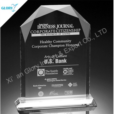 Clear Sheild Plate Trophy Crystal Arch Award from China