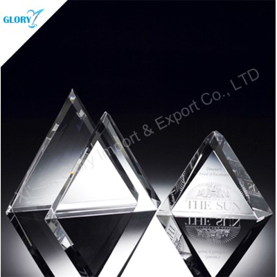 Small Memento Plaque Crystal Triangle Awards