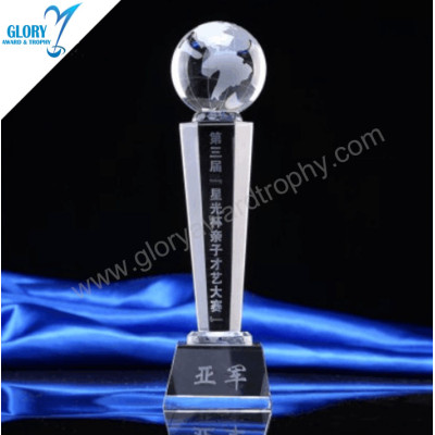 China Quality Glass Crystal Earth Awards Trophies