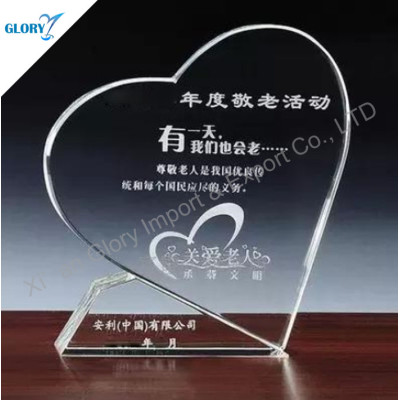 Funny Heart Shape Crystal Award Trophy for Souvenir