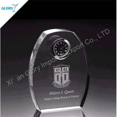 Modern Standing Crystal Glass Dome Oval Clock for Desk Decor