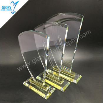 New China Yellow glass &  crystal award trophy