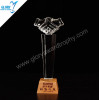 Superior quality handshake shaped crystal trophy with wooden base