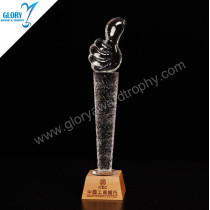 First-class quality thumb-shaped crystal pillar shaped trophy made in China