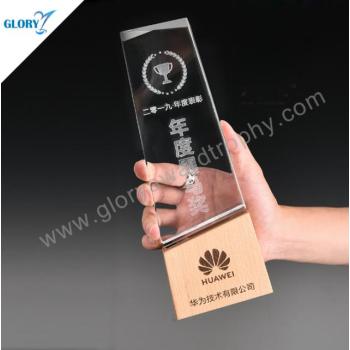 China glass wood trophies for wholesaler