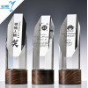 Choice quality solid wood round base K9 crystal trophy custom wholesale