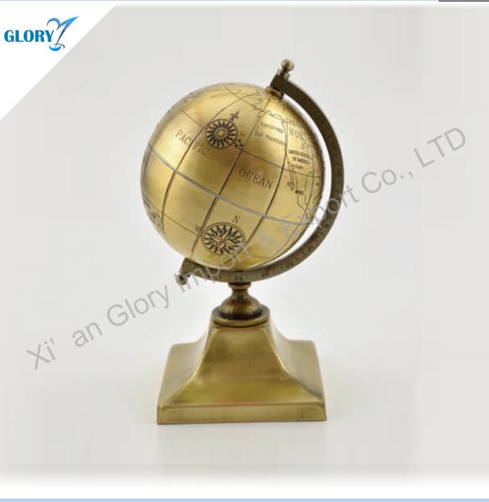 Decorative Desktop Golden World Globe for Souvenir