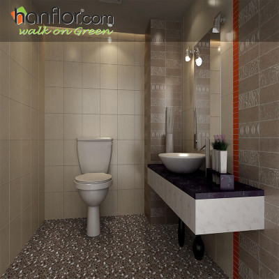 pvc floor tile cobblestone looking easy clean for bathroom HVT2060