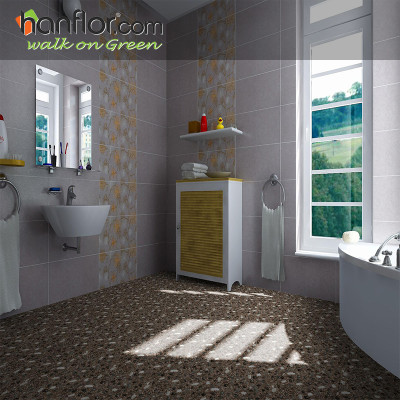 pvc floor tile cobblestone looking recyclable for bathroom HVT2060-1