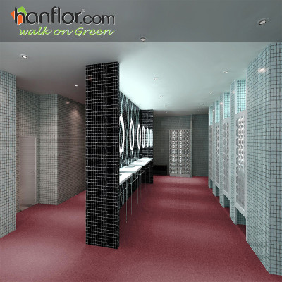 pvc floor tile stone looking  smooth for toilet in dark red HVT2062