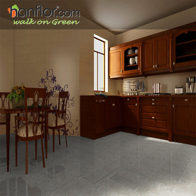 pvc floor tile slate embossed marble looking smooth in light gray for kitchen HVT2065-2