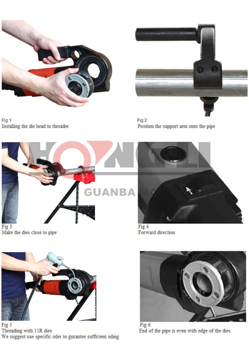 Sq30 portátil elétrica tubo threader máquina, 1/2 " - 1 1/4 ", Ce