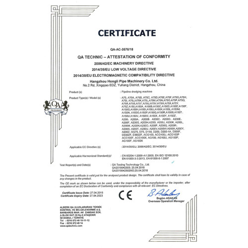 Certificado CE para Máquinas de Limpeza de Drenos A75 e A150