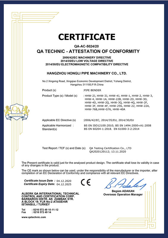 CE for Pipe Benders