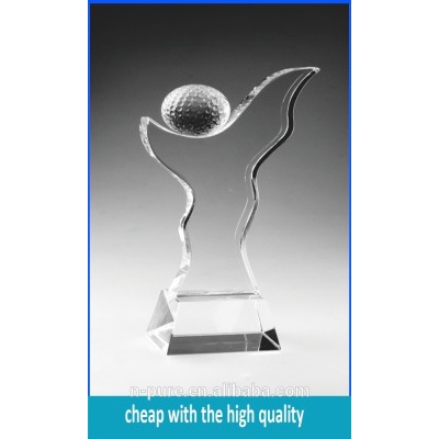 Wholesale crystal Clear Round Glof Awards/trophy With A Ball In Hole For gifts
